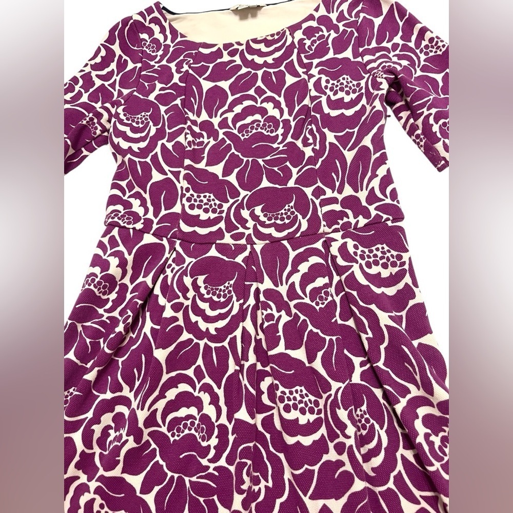 BODEN TEXTURED COTTON BLEND FLORAL LINDSEY PONTE DRESS Sz 10R - Picture 9 of 9